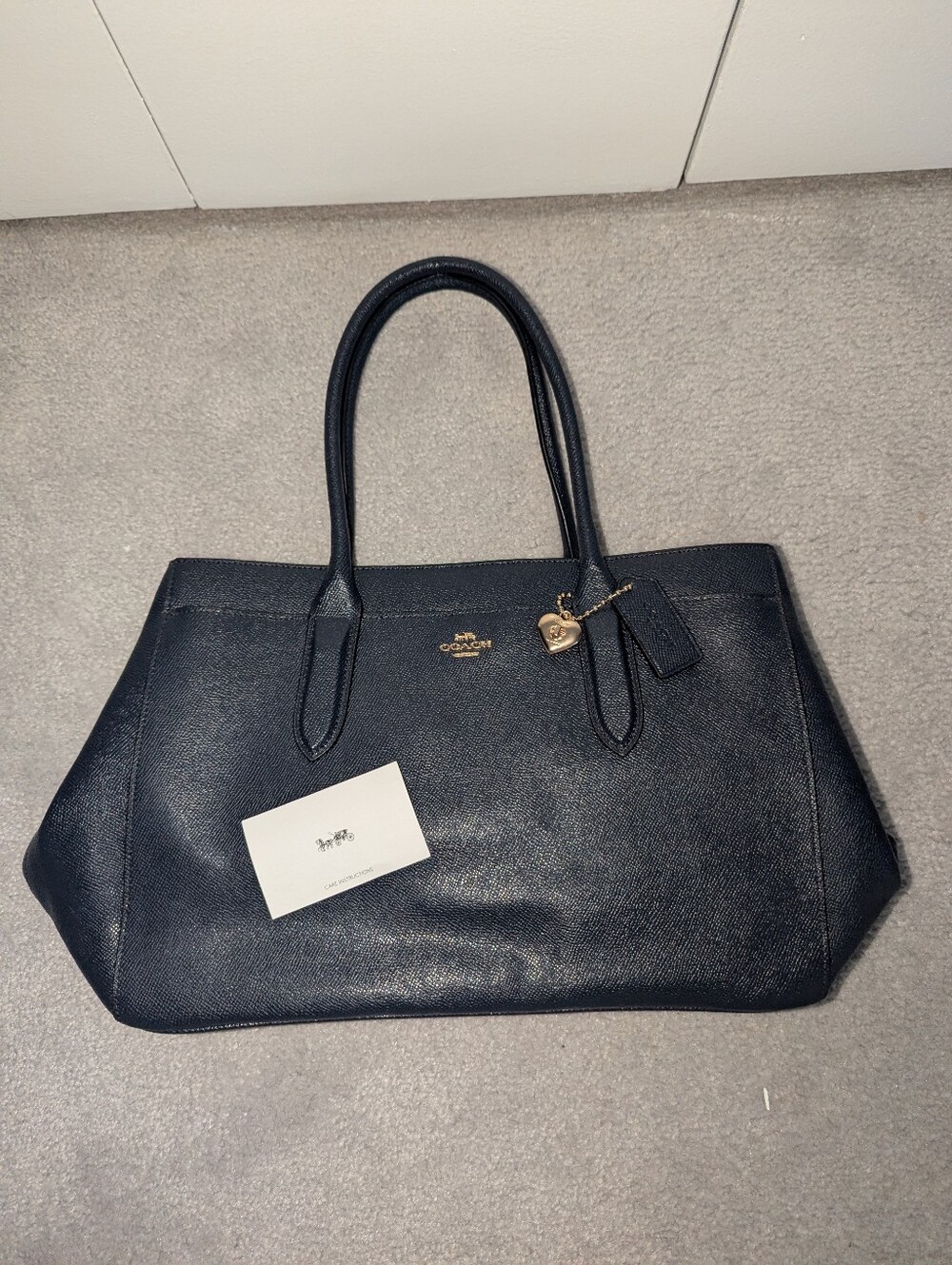 Coach Bailey Carryall Navy Leather Tote Shoulder Bag w/ Dust Bag - Picture 5 of 13